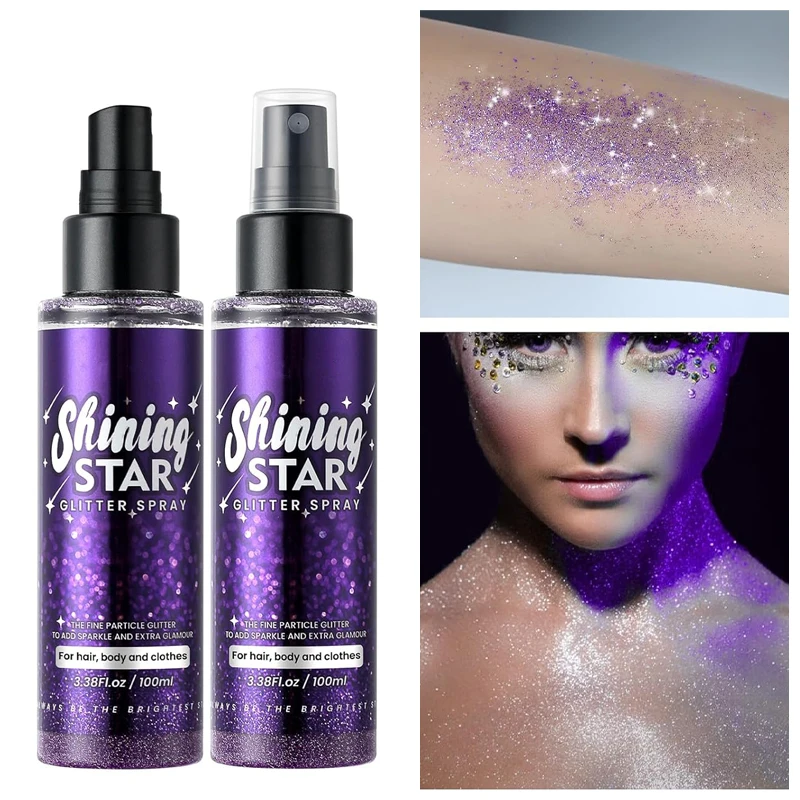 Shining Star Glitter Spray For Hair Body Festival Adornment Craft 100Ml Ladies Makeup Stage Party Glitter Spray Hair Accessories