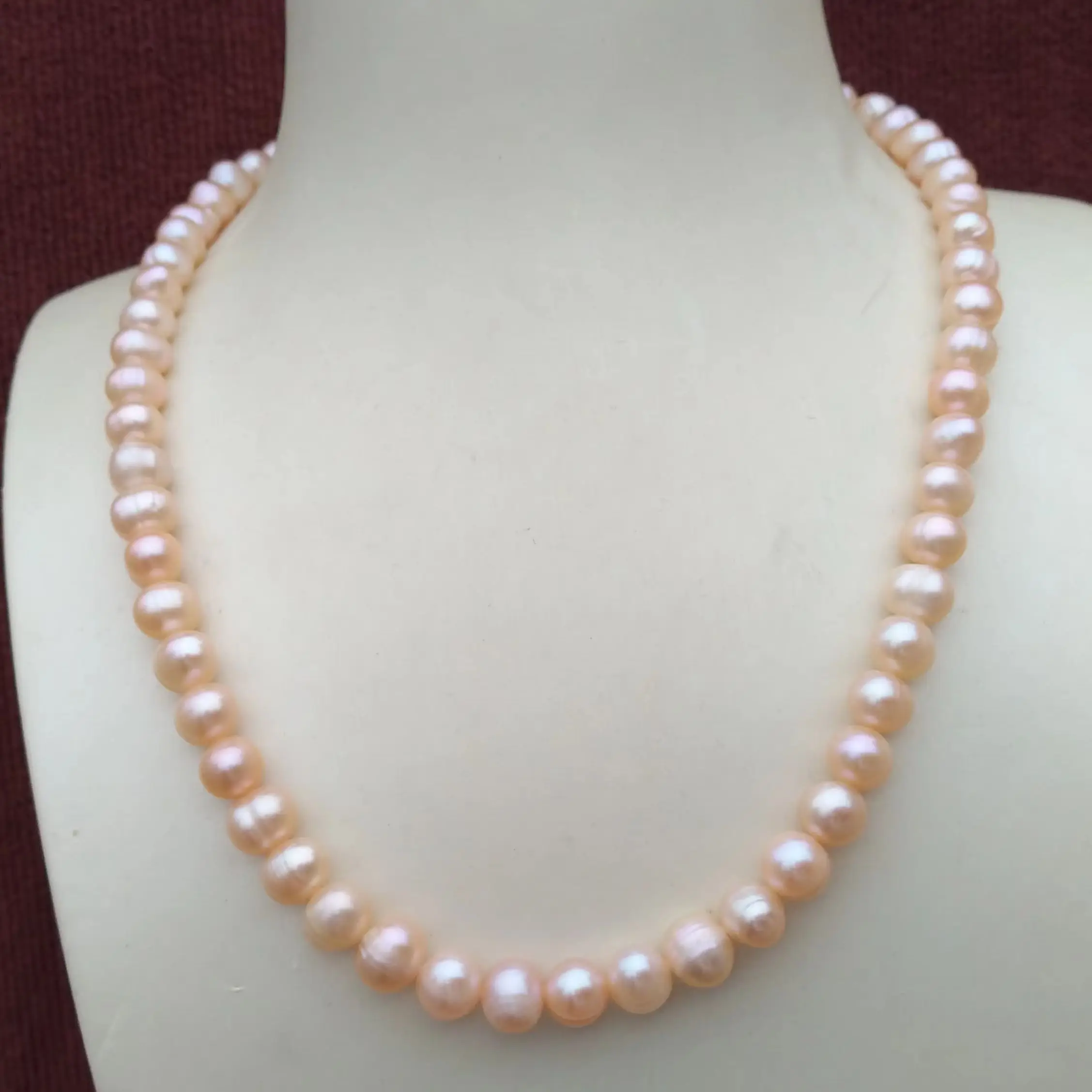 

Suitable For Any Occasion Excellent Rare Delicate 7-8mm Lightpink South Sea Real Natural Pearl Necklace 45cm/18in