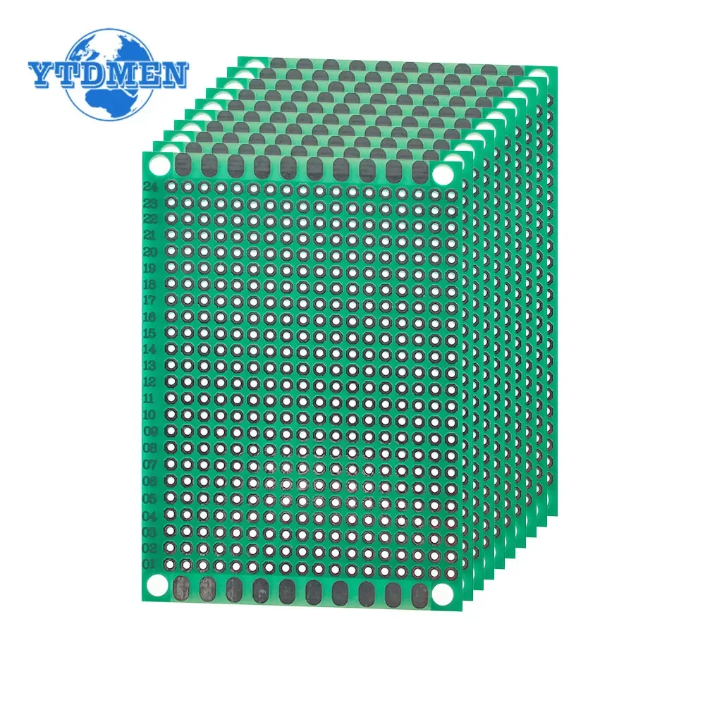 PCB Único Lado Protótipo Board, DIY Universal Circuit Boards, Kit Eletrônico, Verde, 5x7cm, 5Pcs