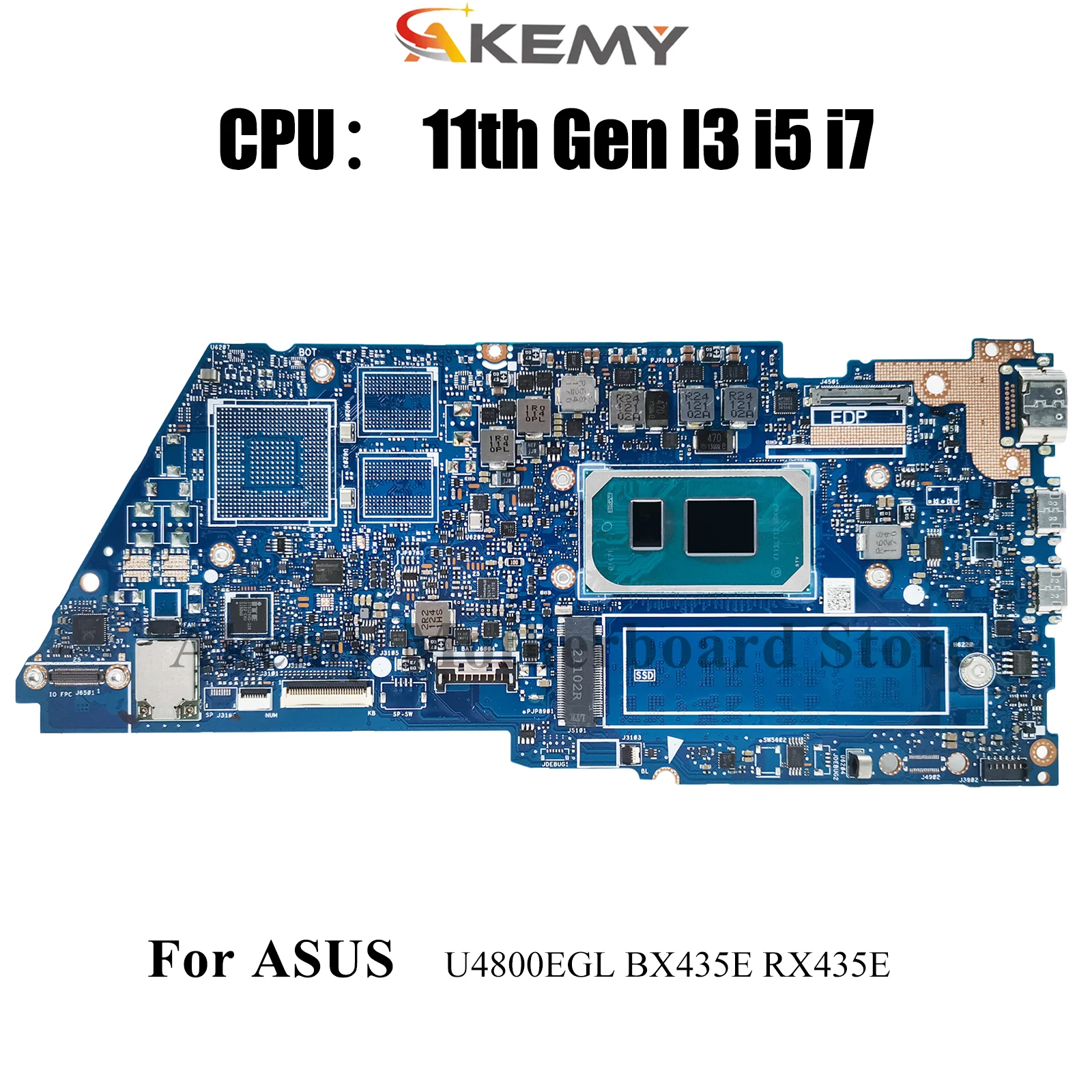 

UX435EA Laptop Motherboard For ASUS ZenBook UX435E U4800EGL UX435EA UX435EG BX435E RX435E Mainboard With 11th Gen I3 i5 i7 stk