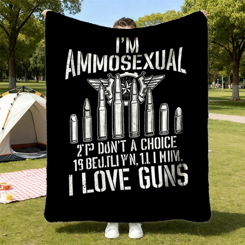 I'm Ammosexual It Wasn't A Choice Born This Way Love Guns Flannel Blanket, Patriotic Freedom Flannel Blanket