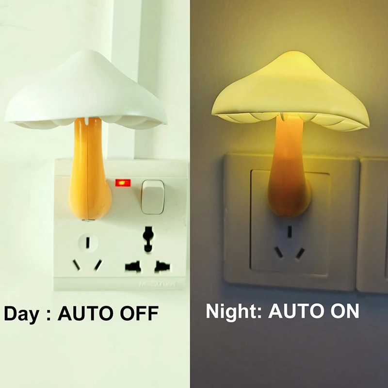 ABRE-4 Pack Plug In Night Light، أضواء ليلية LED على شكل فطر للأطفال والكبار وغرفة النوم والحمام والممر