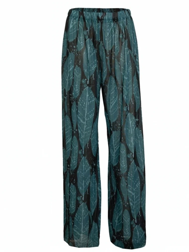 

Женские сетчатые брюки с рюшами и отделкой, пляжные накидки на купальник, пляжные брюки с рюшами, 2026, летние длинные брюки