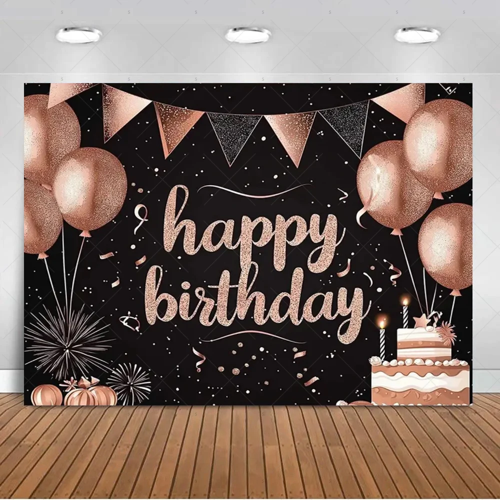 Black Gold Birthday Party Decoration Background Black Gold Balloons Backdrop Photography Photo Shoot Props Supplies Kids Gift