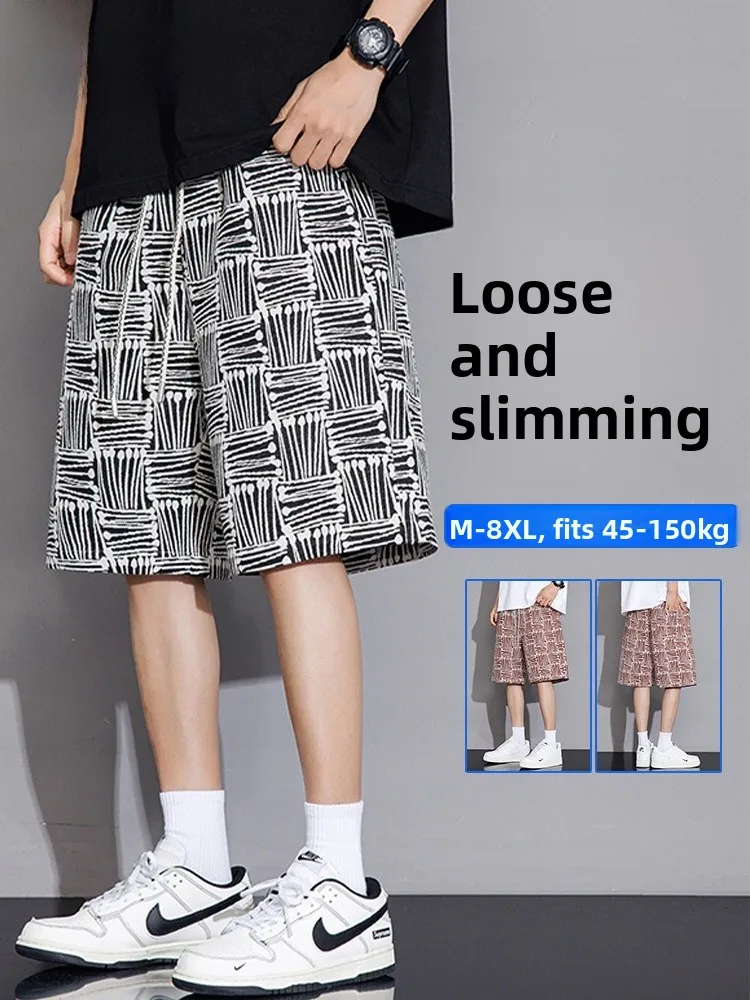 

MoChao American Sle Casual Men's orts Summer Trendy Brand Printed Five-Quarter Loose Sports plus Size Slimming Mid-Pants