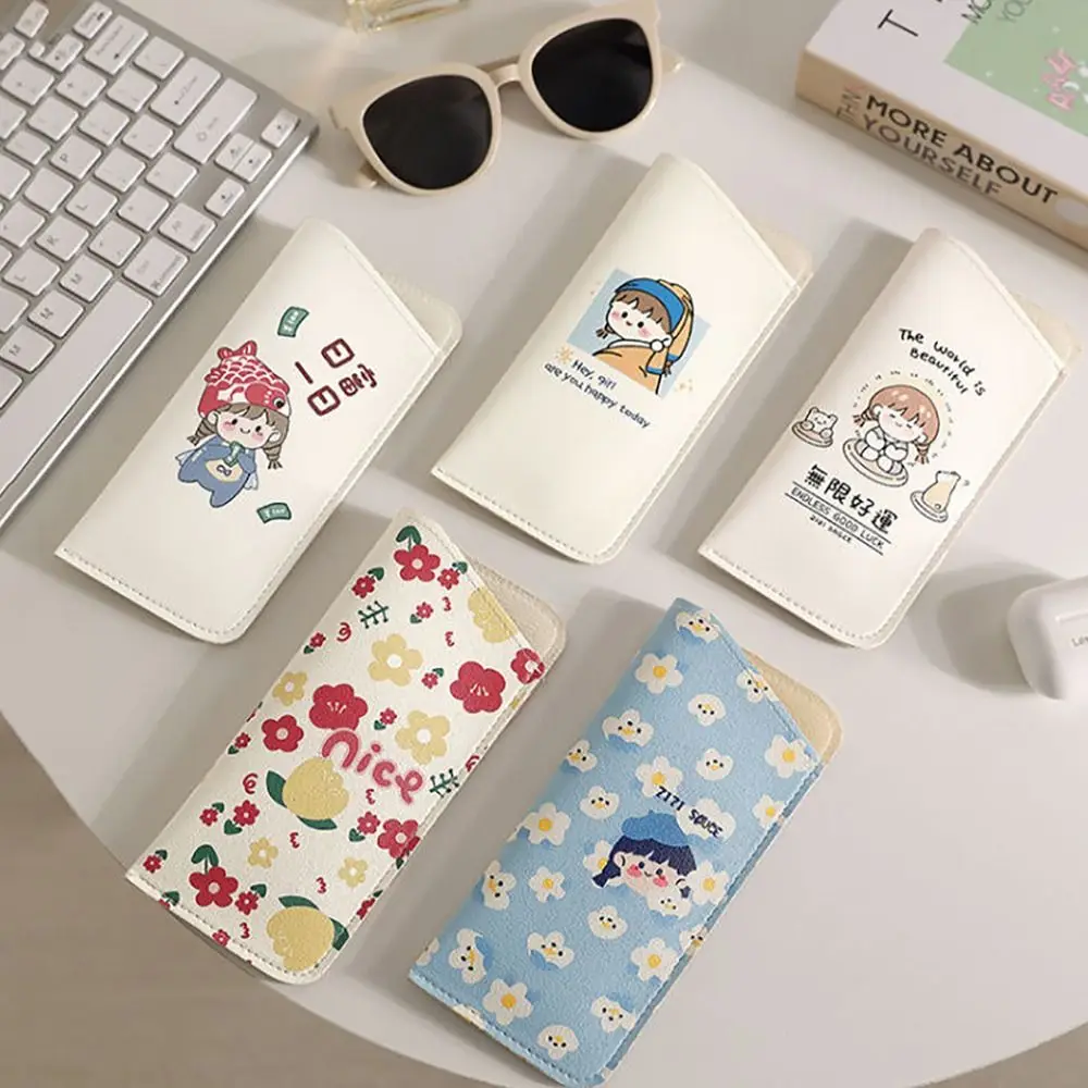 

New PU Leather Glasses Bag Cartoon Soft Reading Glasses Pouch Eyeglasses Protective Cover Sunglasses
