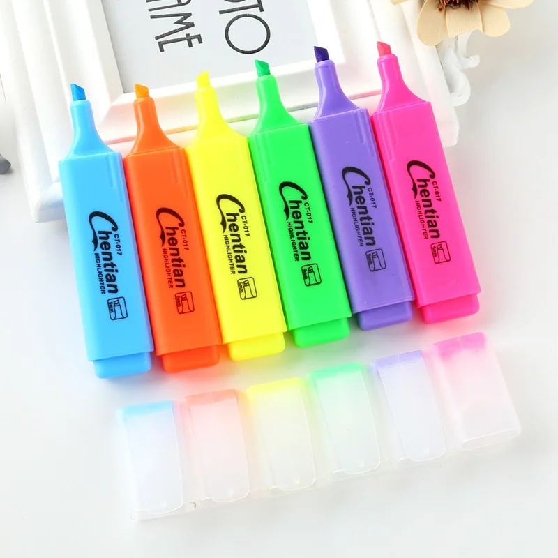 

Large-capacity 6 Colors Student Art Fluorescent Highlighter Pen Gift Emphasis Marker Marking Pen Stationery School Supplies