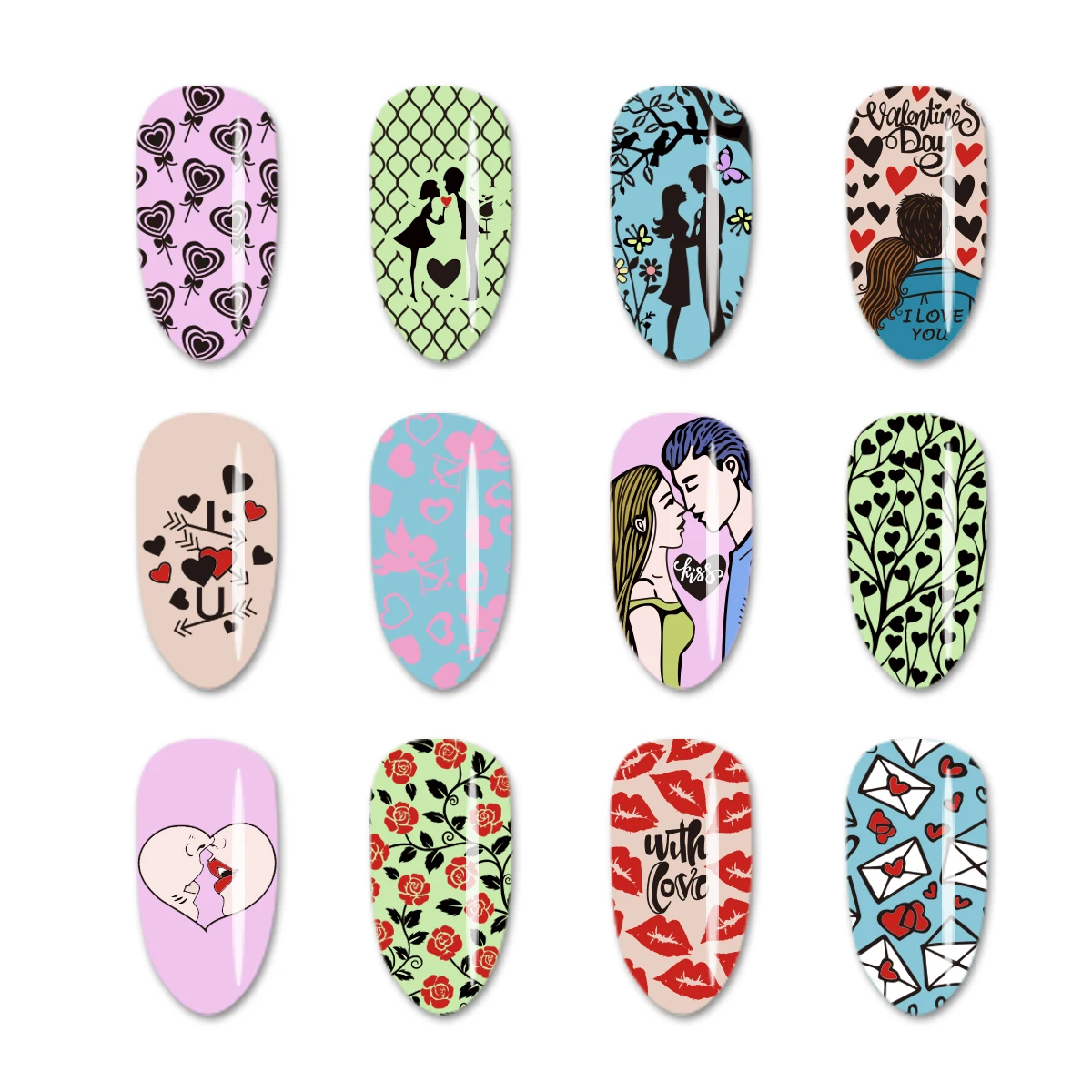 BeautyBigBang Nail Stamping Plates Valentine\'s Day Love Heart Flowers Pattern For Nails DIY Art Stamp Template XL-046