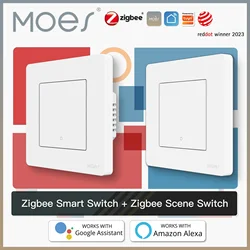 MOES Smart Light Switch Tuya ZigBee Star Ring Series No Neutral Wire nessun condensatore necessario Smart Life funziona con Alexa Google Home