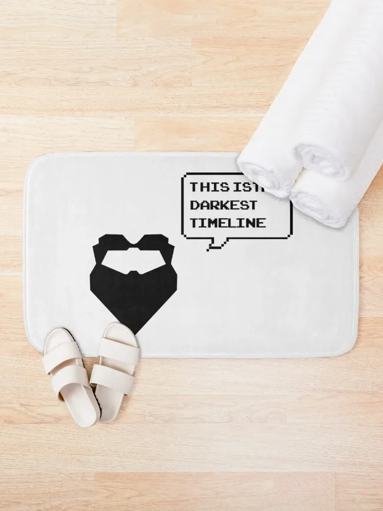 Darkest timeline Community evil beard retro speech bubble- Remedial Chaos Theory episode Bath Mat Rug Foot Bathroom Interior Mat