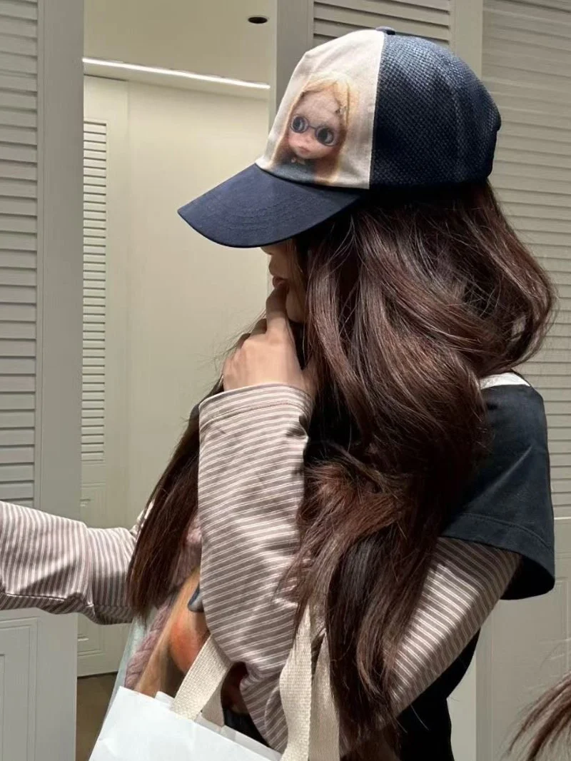 coyseio-small-cloth-baseball-cap-breathable-round-top-short-brim-uv-protection-cotton-hat-for-men-and-women-universal-age