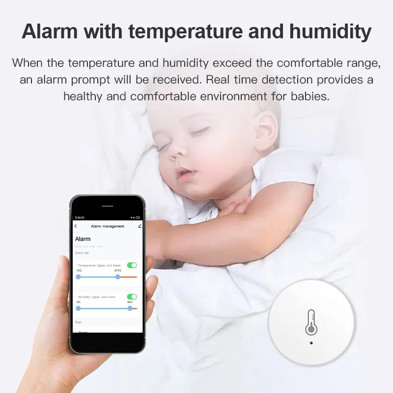 Tuya ZigBee Mini Temperature And Humidity Sensor Indoor Humiture Detector Works With Alexa Google Home Voice App Control