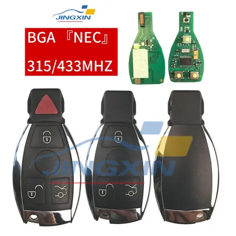 Jingxin BGA Style NEC key 3/4Buttons Remote Smart Car Key 315/433MHz for MB Mercedes BENZ C E S 2 Supports Original NEC BGA Fob