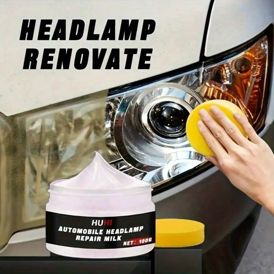 Headlight Restoration Kit, Polishes Yellow Scratched Lenses with Bright Protective Coating