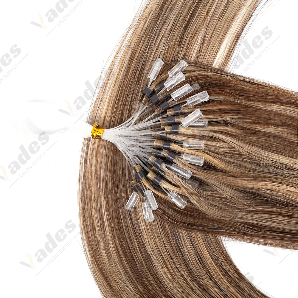 50G Micro Loop Hair Extensions Human Hair Soft Keration Glue With Micro Loop Line Straight Natural Hair Micro Link HairPieces