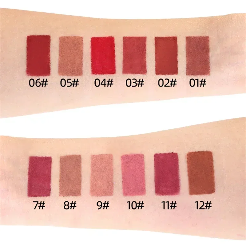 Lápiz Delineador de labios de terciopelo mate, 12 colores, resistente al agua, alta pigmentación, larga duración, rojo, marrón, desnudo, tinte para contorno de labios, maquillaje