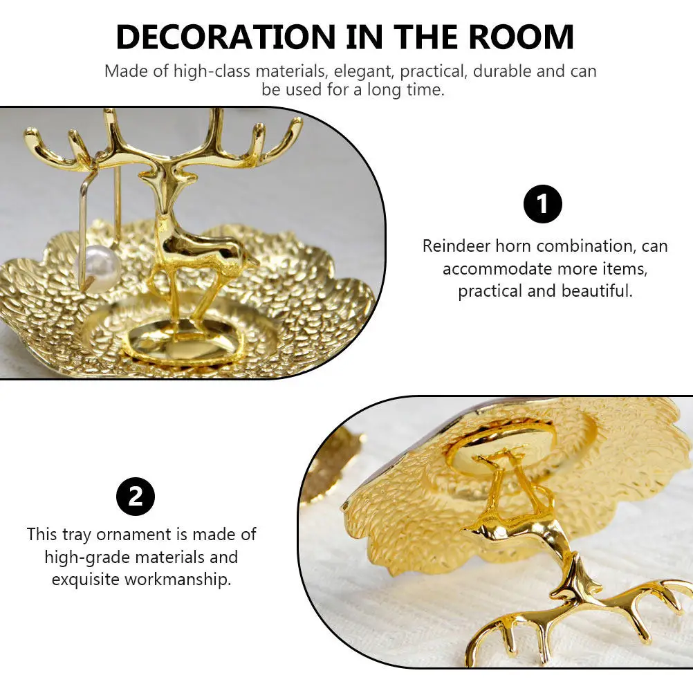 

Подставка для хранения украшений (1 шт.), элегантный дизайн в виде оленьих рогов, медный органайзер для украшений и косметики, декор для дома, настольное хранение