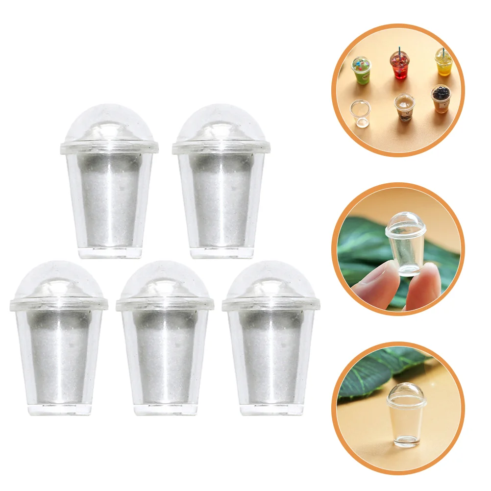 

5 Sets Empty Mini Milk Tea Cup Bubble Cups Miniature House Accessories Decorations Food Coffee Resin