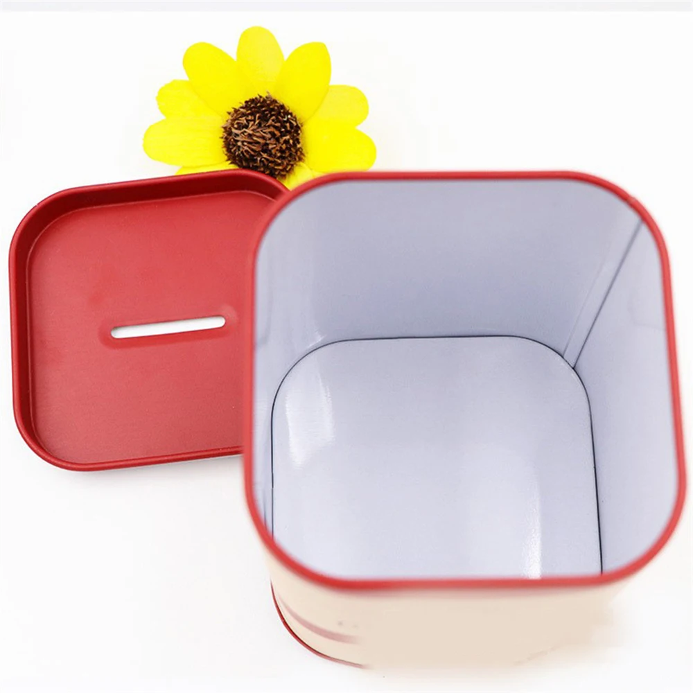 بنك أصبع معدني على طراز لون بريطاني ، صندوق تخزين مستطيل ، بنك أصبع كرتوني للأطفال ، إكسسوارات منزلية