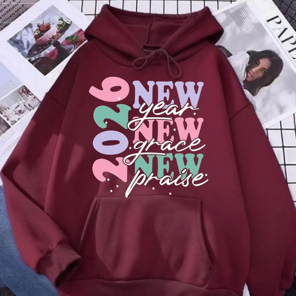 Happy New Year 2026 Hoodie New Year Grace New Praise Hoodie Goodbye 2025 Hello 2026 Hoodie Winter Long Sleeve Hooded