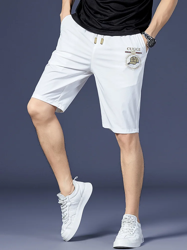 

Summer Casual Men's Ice Silk Thin Qui Dry Spor orts Trendy Five-Quarter Length Straight Leg Faionable Youthwear