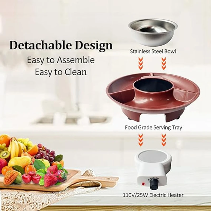 Набор сковородок для фондю Набор горшков для фондю, электрическая машина для изготовления шоколадного фондю с 4 вилками, плавящее сыр