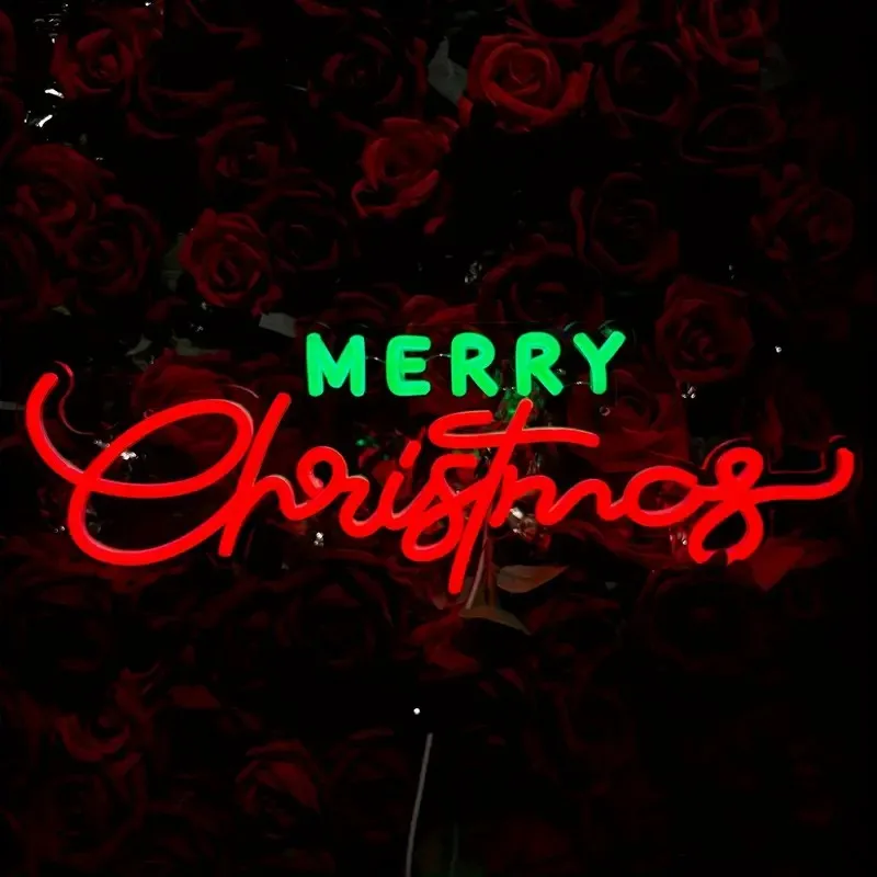 Merry Christmas Neon Sign Festive Wall Hanging Plastic 5/12V USB Powered Switch Control Multi-Purpose Holiday Lighting Decor
