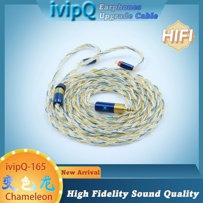 IvipQ-165 12 Core OFC earphone paladium perak emas tunggal kristal tunggal kabel Upgrade 3.5mm/4.4mm untuk IE900 MMCX/2PIN 0.78