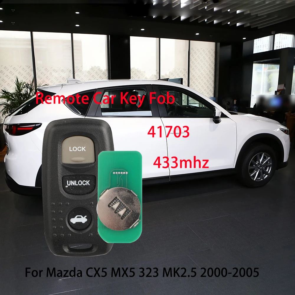 jingyuqin 433MHz 3 Buttons 41703 Remote Car Key Fob for Mazda CX5 MX5 323 MK2.5 2000 2001 2002 2003 2004 2005 Ford Ranger 2010