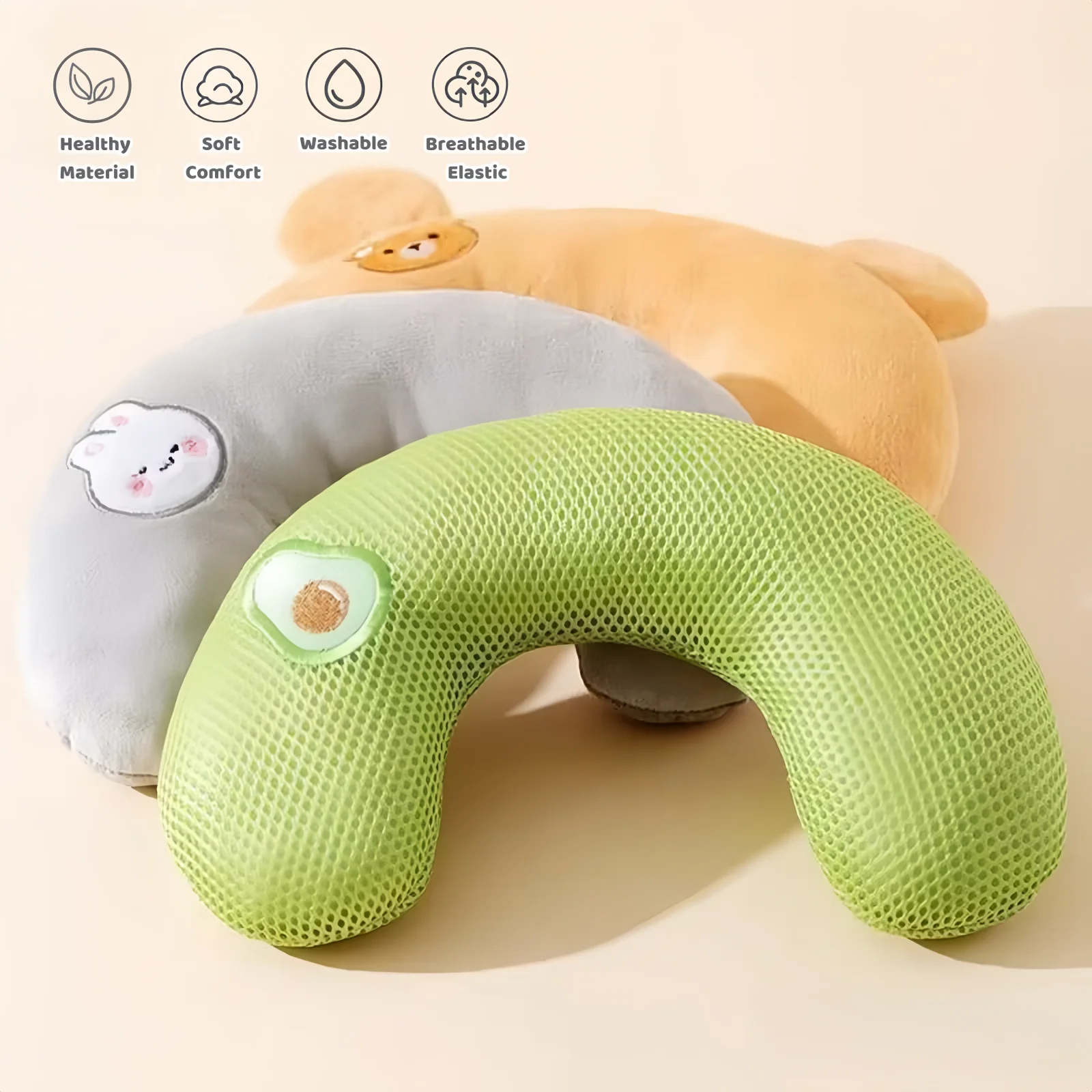 Cat Pillows for Indoor Cats Dog Calming Pillow Half Donut Neck U-shaped Pillow for Puppy and Kitten Washable Cute Pillow