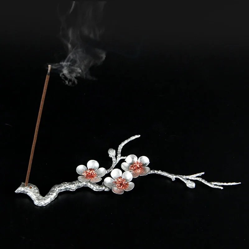 

Оловянная курильница ручной работы для ароматических палочек, сливовая палочка, держатель для благовоний, металлическая гостиная, домашний декор, чайная посуда, декоративные нашивки