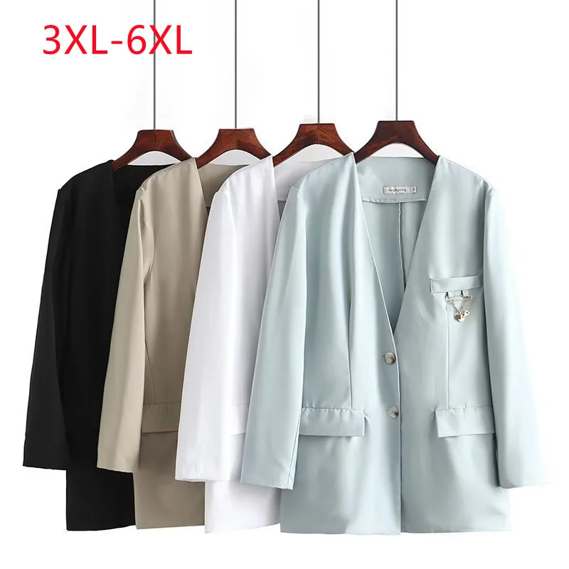 

Large Womens 2022 summer new fashion thin suit Plus Size stretch coat 3XL 4XL 5XL 6xl