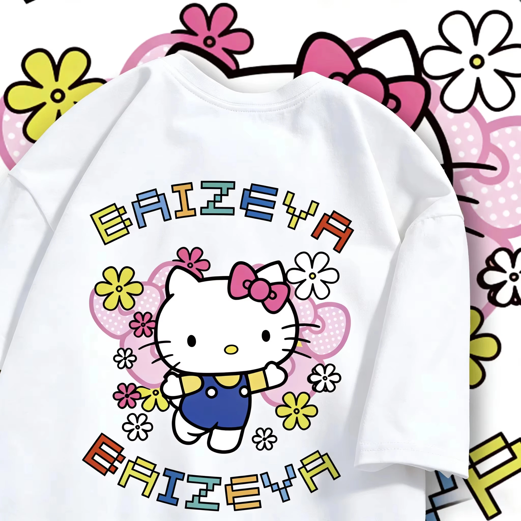 

2026 new Summer HelloKitty Cute Print Tee, Casual Short Sleeve Comfortable and loose-fitting children's clothing