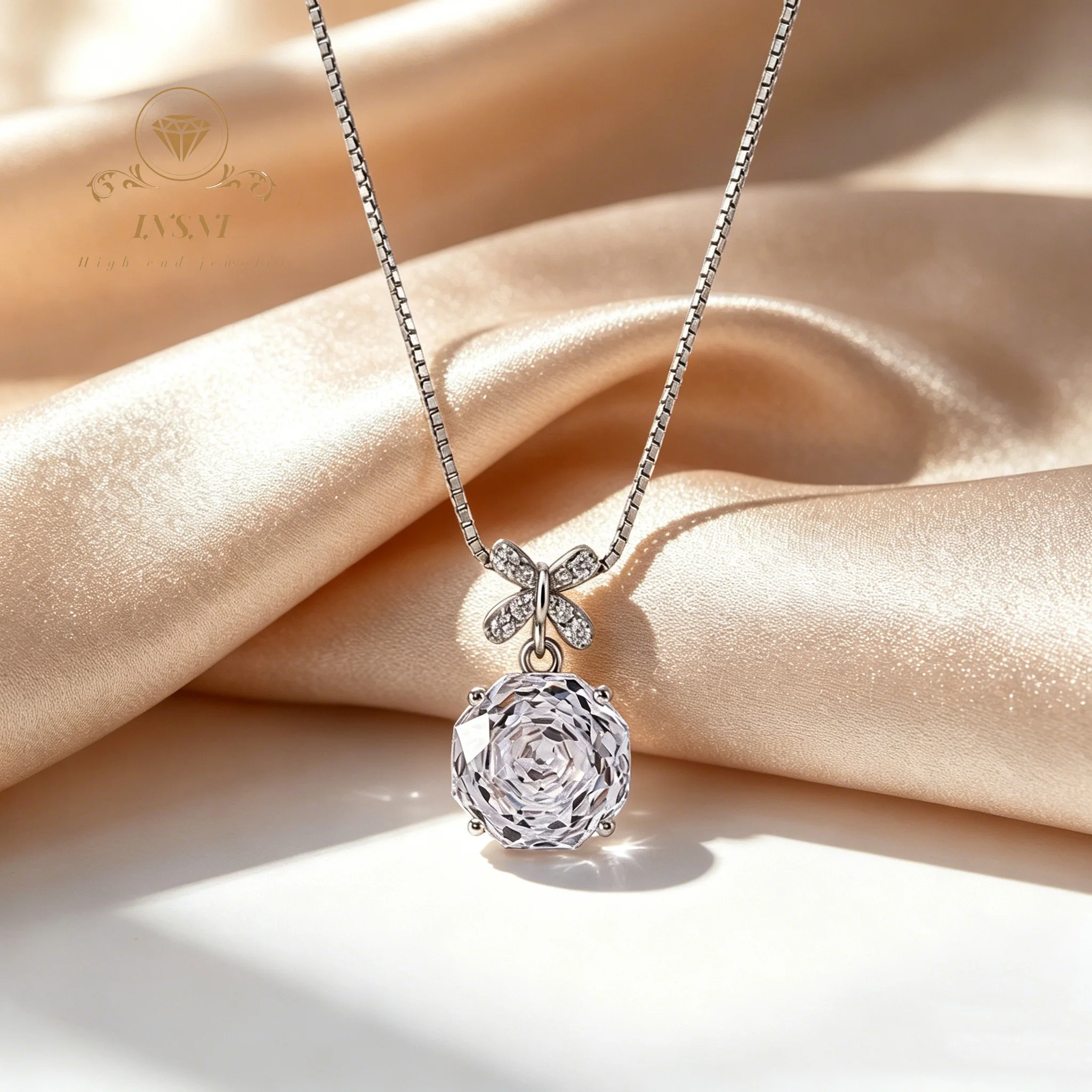 S925 Sterling Silver Star Anise Rose Cut Pendant Light Luxury Ice Flower Cut High Carbon Diamond Multi-color Collarbone Necklace