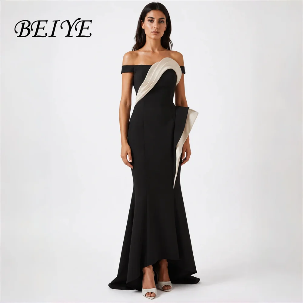 BEIYE Classic Mermaid Off The Shoulder Evening Dresses Women 2026 Pleat Strapless Open Back Prom Dresses Party Gown Customized