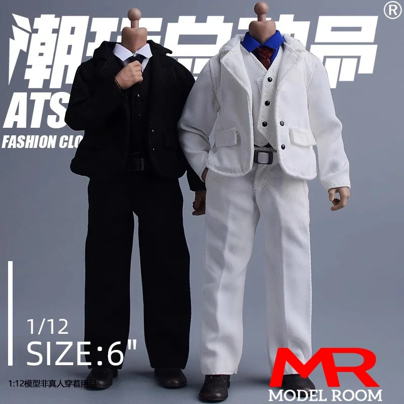 

ATStory 1/12 Scale Male Suit Vest Pants Tie Shirt Clothes Model Fit 6'' Asi 3.0 Notaman Romankey Soldier Action Figure Body Doll