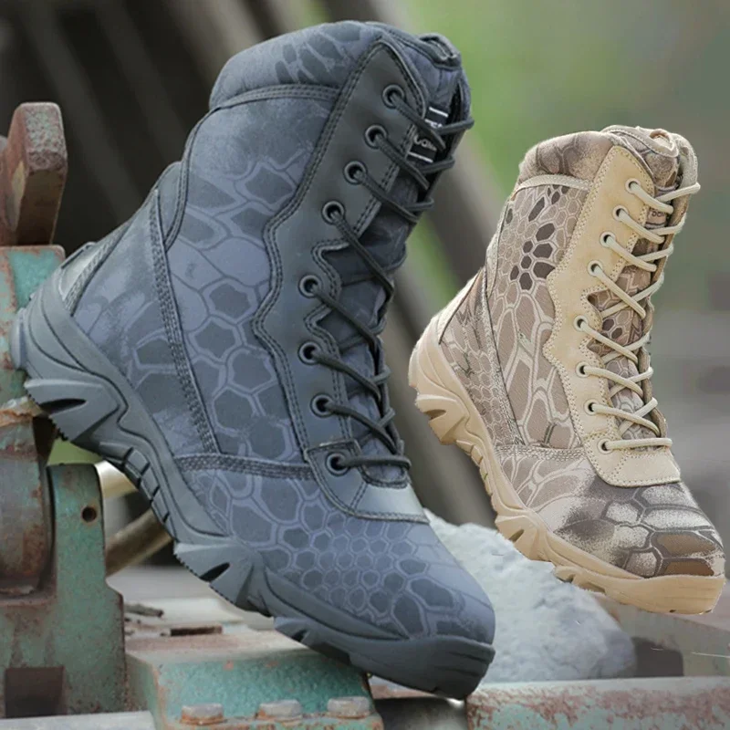 Man Outdoor Hiking Boots Waterproof Canvas Lace Up Military Tactical Boot Men Trekking Camping Climbing Shoes