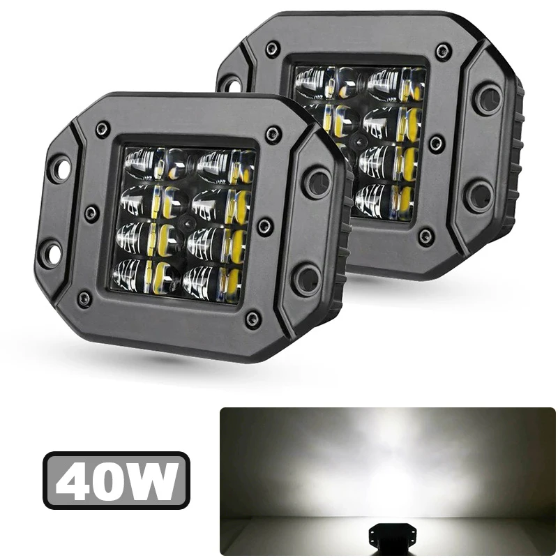 

2x 5" Flush Mount LED 40W Work Light Bar For Car Truck Offroad Boat 4X4 4WD SUV Atv Spot Beam LED Pods Driving Fog Light 12V 24V