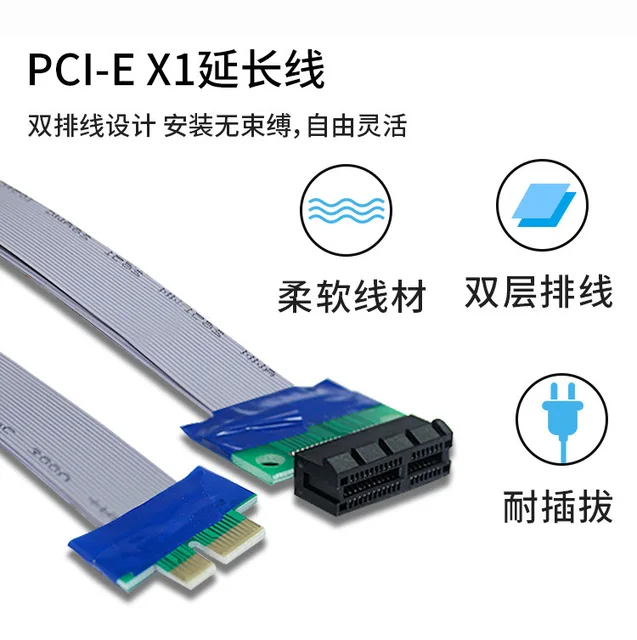 PCI Expres x1 PCI E Riser Card Extender Przedłużacz taśmy Flex Cable Relocate