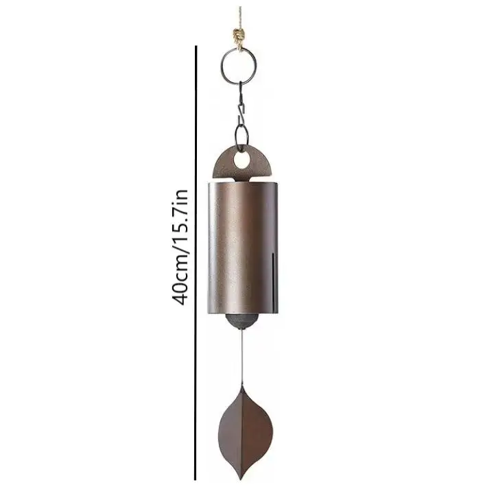 Copper Windchimes Retro Serenity Bell Wind Chimes Metal Deep Tone Cylinder for Outdoor Patio Decoration Pendant Wall Hanging