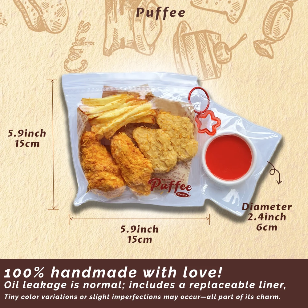 바삭한 치킨 콤보 식품 등급 실리콘 스퀴시 장난감, 수제 타바 스퀴시, 부드러운 접착제 느린 리바운드, 크런치, 감자 튀김, 너겟