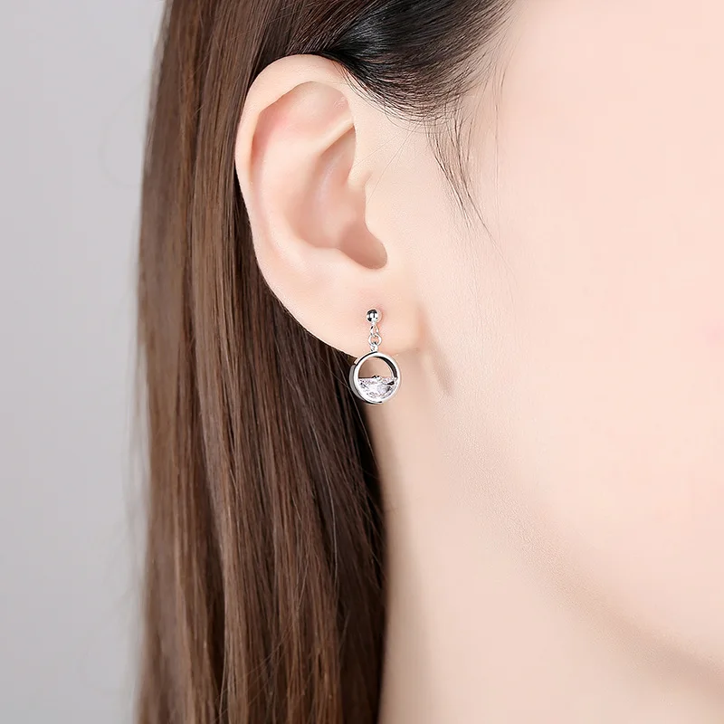 Half Round Moissanite 925 Sterling Silver Spring Water Long Dangle Thread Earring for Women Statement Gemstone Jewelry Brincos