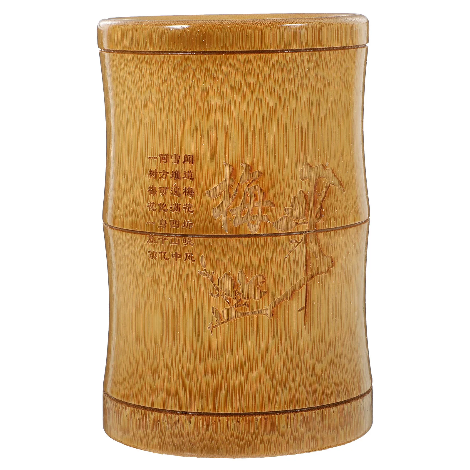 

Bamboo Pen Pot Creative Design Smooth Texture Desktop Stationery Cup Makeup Brush Organizer Bamboo Pen Holder Desk Organizer