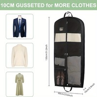 Hanging Foldable Garment Bag for Travel - Suit Rack Handles & Zipper Pocket, Fits Suits Dresses Coats Organizer