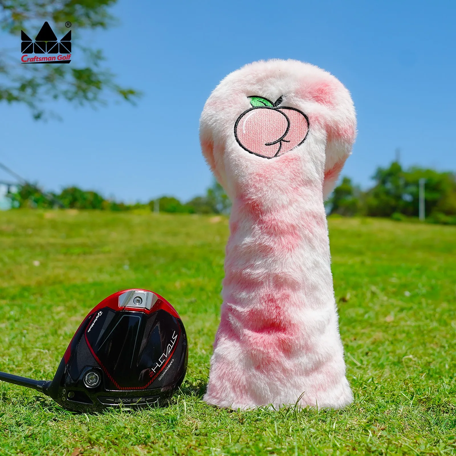 

Plush Golf Wood Headcover Scratch Resistant Flamingo Peach Style High Quality Golf Club Headcover Guard for Golf Premium Gift