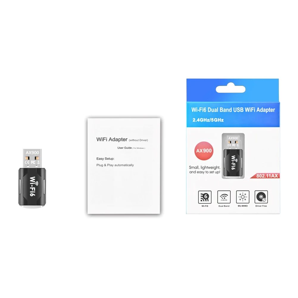 

Driver-Free Wireless Network Card Dual-Band USB Network Card 900Mbps USB WiFi Dongle 2.4G&5GHz for PC Computer