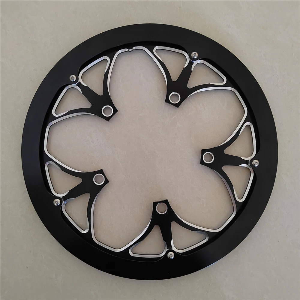 TRUYOU Kettenrad 130 BCD 65T Aluminiumlegierung CNC Rennrad Kettenblatt Kurbelgarnitur Falträder Kettenblatt Schwarz Einzelplatte – Detail 9