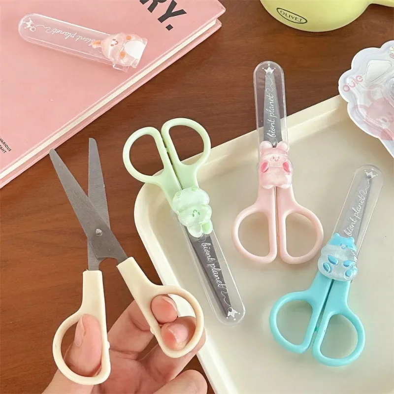 1 Piece Mini Cute Scissors for Kids Boy Girl Lovely Cartoon Animal Stationery Scissors Scrapbook Paper Cutter Student Supplies