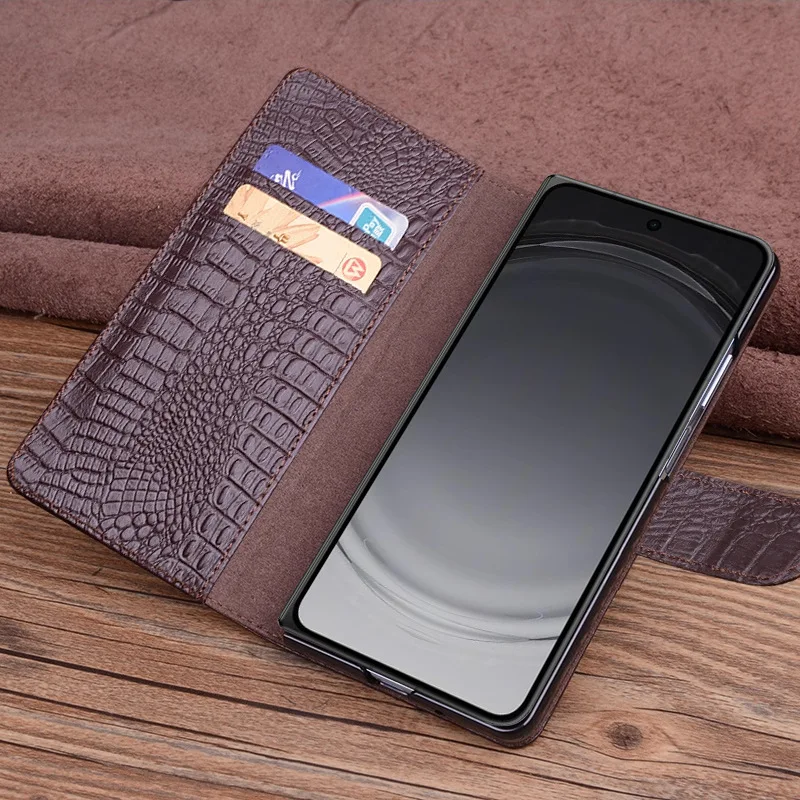 Wobiloo Luxury Genuine Leather Magnet Clasp Phone Case For Vivo X Fold6 Fold 6 Kickstand Holster Cover Protective Funda