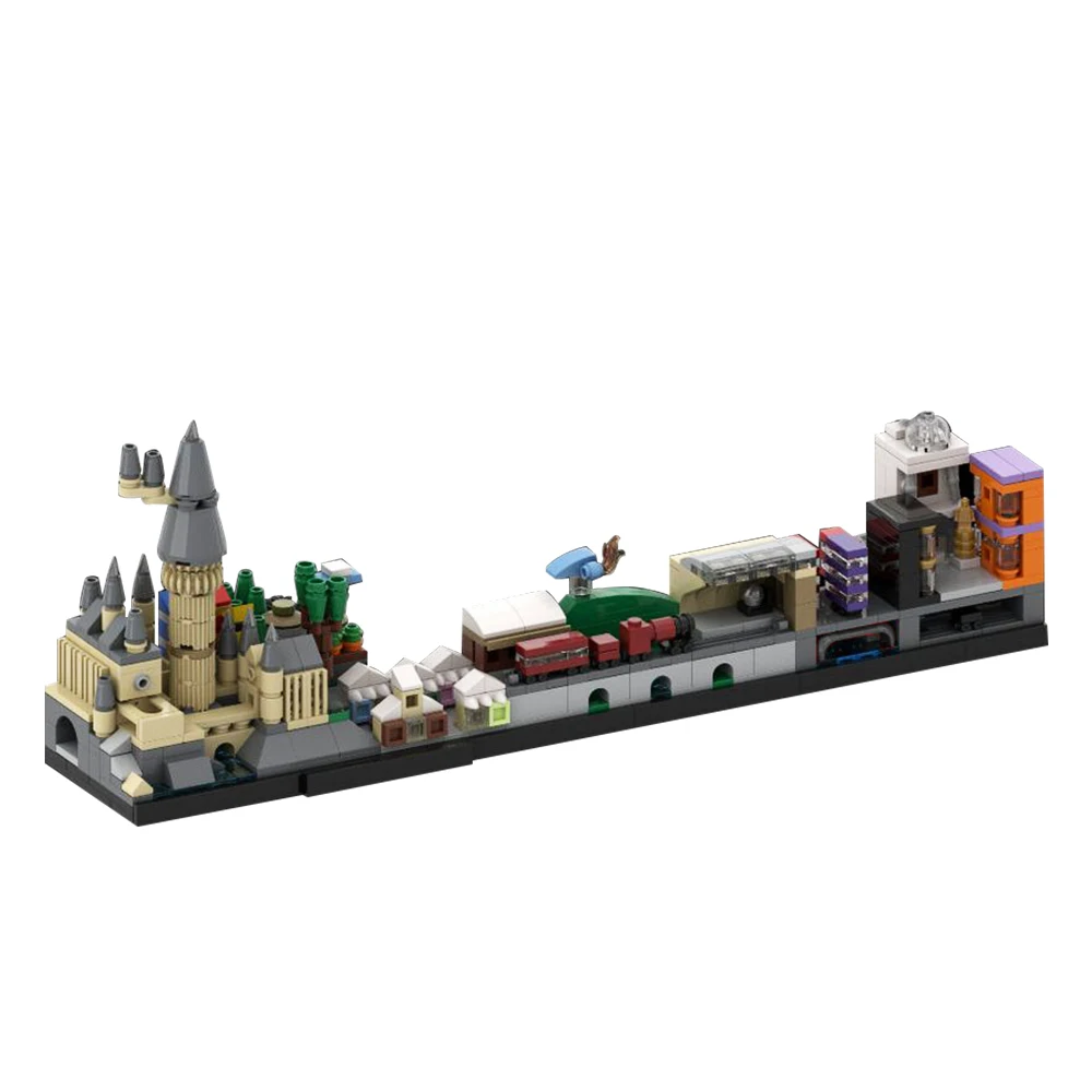 MOC Movie Skyline Buildings Magic Castle House Education DIY City Architecture Building Blocks Kids Assemble Gift Toys